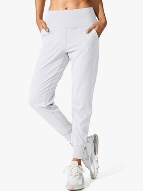 G Gradual Women's Joggers High Waisted Yoga Pants white Pockets Loose Leggings S